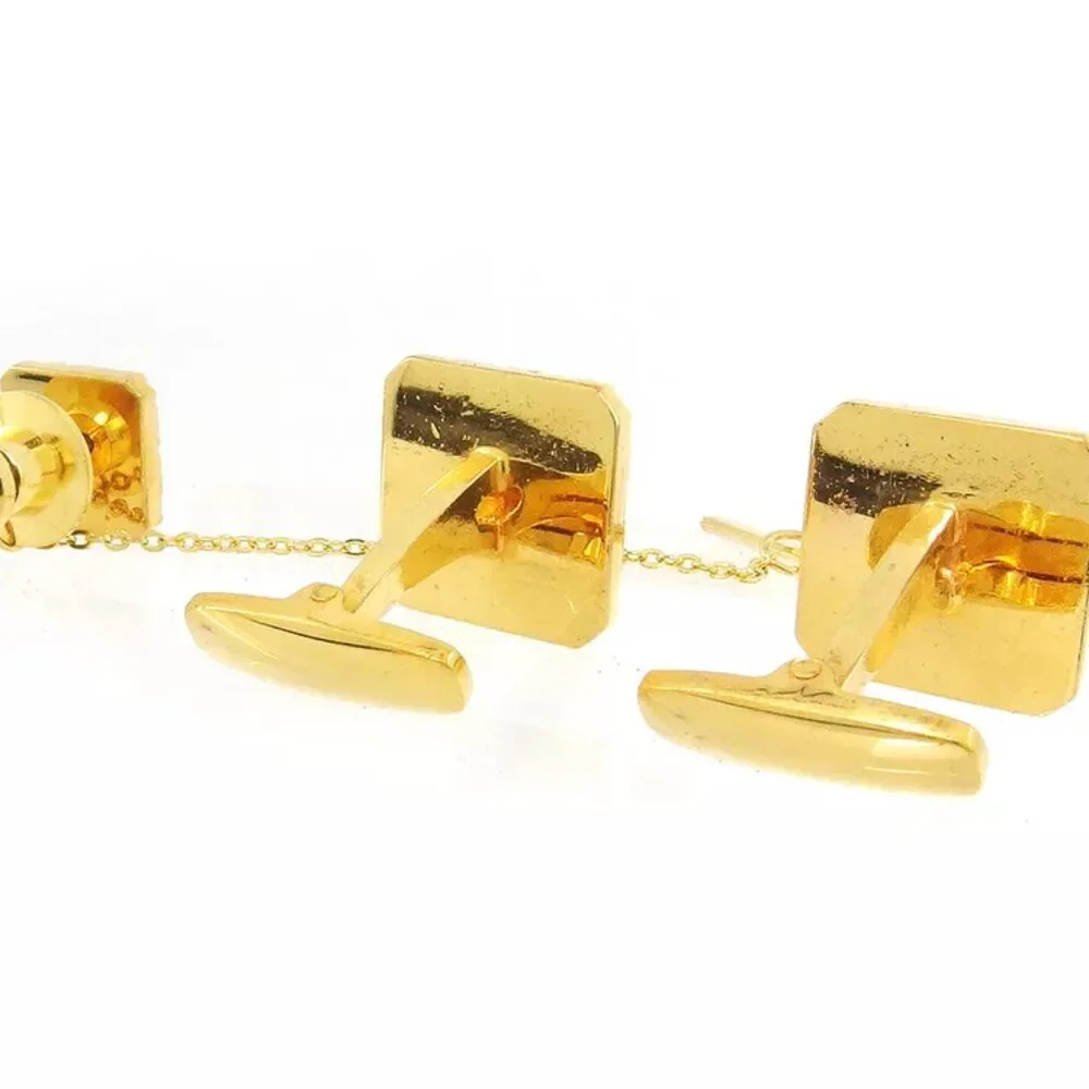 YVES SAINT LAURENT cuffs logo Gold hardware Authentic used T17502